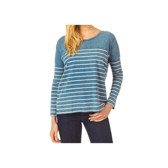 Jane + Delancey Womens Blue Denim Look With Long Sleeves Crewneck Size XL - Picture 7 of 7